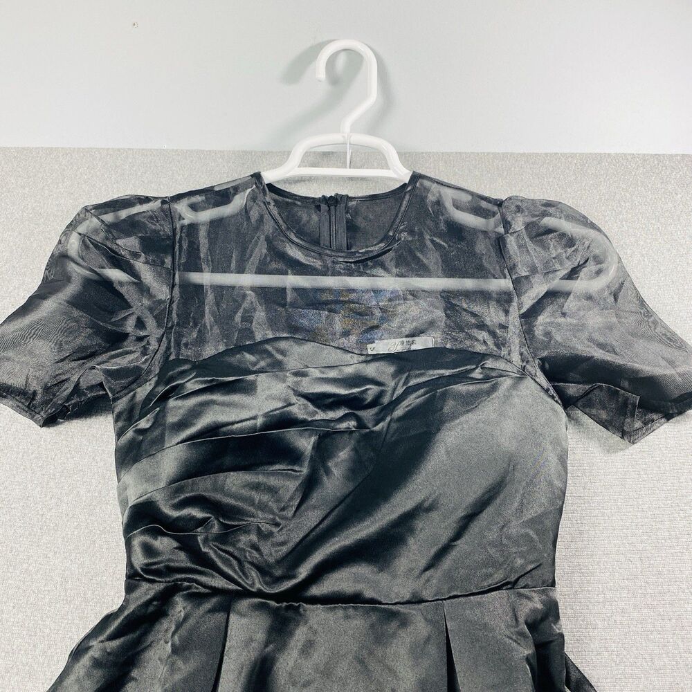 ANYICHANG satin Black Dress With Transparent Shoulder Size S Lined NWT - Picture 2 of 3